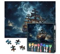 Puzzles for Adults 1000 Pieces, Vintage Pirate Ship Jigsaw Puzzles, Pirate Ghost Ship Adult Puzzle for Adults, Educational Fun Games or Toys for Elders Friends 20X27 INCH