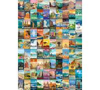 Puzzles for Adults 1000 Pieces Vintage World Travel, Jigsaw Puzzles Landscape Poster Puzzle Landmarks, 1000 Piece Jigsaw Puzzles for Adults 90 Scenics World Scenery