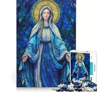 Puzzles for Adults 1000 Pieces Virgin Mary Stained Glass Hands-on Game Parent-child Interaction Unique Gifts for Birthday And Christmas 38x26cm