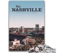 Puzzles for Adults 1000 Pieces Visit Nashville 1000 Pieces for Teenagers,Stress Reliever Staycation Kill Time Parent-child Interaction (26x38cm)