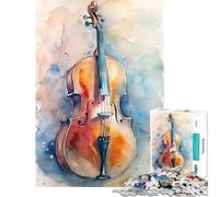 Puzzles for Adults 1000 Pieces Watercolor Cello Painting for Educational Game Challenge Toy Practical Game Pattern Assembly Gifts Birthday (Size 50x75cm)