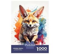 Puzzles for Adults 1000 Pieces Watercolor Fennec Fox Puzzles for Adults Brain Teaser Game Home Decoration Fun Activities at Home 52x38cm/1000pcs