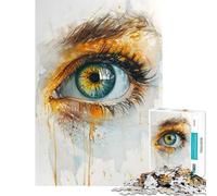 Puzzles for Adults 1000 Pieces Watercolor Green Eye Art Brain Intelligence Challenge Addictive Toys Fun Games Stress Reliever Gifts for Women Men (Size 38x26cm)