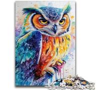 Puzzles for Adults 1000 Pieces Watercolor Owl for Educational Game Challenge Toy for Is Ideal As A Gift for The Whole Family 38x26cm