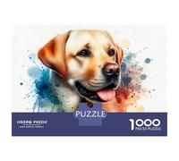Puzzles for Adults 1000 Pieces Watercolor Portrait of A Golden Labrador Jigsaws for Adults Brain Teaser Game Pattern Assembly Challenging Game Gifts 38x26cm/1000pcs