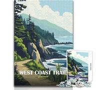 Puzzles for Adults 1000 Pieces West Coast Trail Canada Landscape Art Educational Family Game Stress Reliever Gift For Birthdays Size 38x52cm