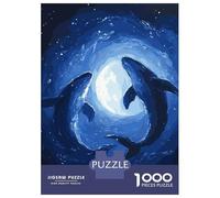 Puzzles for Adults 1000 Pieces Whale Silhouettes Under Moon Jigsaws for Adults Brain Teaser Game Analysis And Logic Unique Birthday And Xmas Gifts 38x26cm/1000pcs
