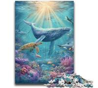 Puzzles for Adults 1000 Pieces Whales on The Seabed Puzzles for Teenagers,Stress Reliever Staycation Kill Time Enhance Love between Couples (50x75cm)