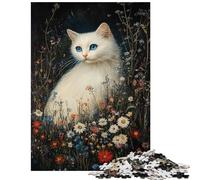 Puzzles for Adults 1000 Pieces Whiskered Serenity in Bloom Relaxing Games Presents for Women Anti-Stress Toys Birthday Present, Gifts, Size 38x26cm