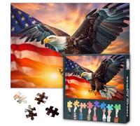 Puzzles for Adults 1000 Pieces - White Headed Eagle Patterns Hard Difficult Jigsaw Puzzles Flag of The United States Educational Game Challenge Puzzle -28x20 inch