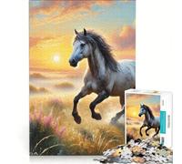 Puzzles for Adults 1000 Pieces White Horse Running at Sunset Brain Teaser Game Difficult Hard Deal As Gifts for The Whole Family 38x26cm