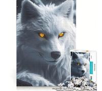 Puzzles for Adults 1000 Pieces White Wolf with Glowing Eyes Brain Teaser Game Difficult Hard Deal As Gifts for The Whole Family 38x26cm