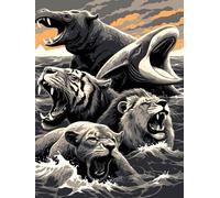 Puzzles for Adults 1000 Pieces, Wildlife Illustrations - Rhinos, Whales, Tigers, Lions, Leopards, Difficult Puzzles for Adults, Fun and Challenging Family Game, Great Gift Idea (1500 PCS)