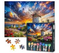 Puzzles for Adults 1000 Pieces, Windmill Jigsaw Puzzles, Traditional Architecture Adult Puzzle for Adults, Educational Fun Games or Toys for Elders Friends 20X27 INCH