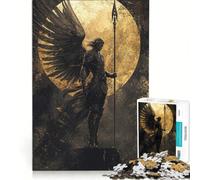 Puzzles for Adults 1000 Pieces Winged Warrior with Spear And Moon Brain Teaser Game Difficult Hard Deal As Gifts for The Whole Family 38x52cm