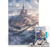 Puzzles for Adults 1000 Pieces Winter Harbor Town Brain Teaser Game Difficult Hard Deal As Gifts for The Whole Family 38x52cm