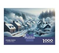 Puzzles for Adults 1000 Pieces Winter Village Scene Jigsaw Puzzle Brain Teaser Game But Fun And Humorous Christmas Birthday Gifts 38x26cm/1000pcs