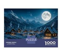 Puzzles for Adults 1000 Pieces Winter Village Under Moonlight Adult Jigsaw Puzzle Fun Games But Fun And Humorous Christmas Birthday Gifts 52x38cm/1000pcs