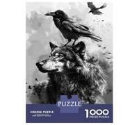 Puzzles for Adults 1000 Pieces Wolf And Raven Art Print Adult Jigsaw Puzzle Hands-on Game Staycation Kill Time Challenging Game Gifts 52x38cm/1000pcs