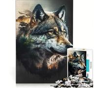 Puzzles for Adults 1000 Pieces Wolf Double Exposure Brain Teaser Game Difficult Hard Deal As Gifts for The Whole Family 38x26cm