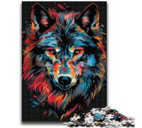 Puzzles for Adults 1000 Pieces Wolf Graffiti Art Adult Jigsaw,Educational Games Wall Decoration Unique Birthday And Xmas Gifts (26x38cm)