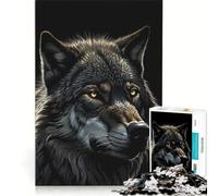 Puzzles for Adults 1000 Pieces Wolf Portrait with Golden Eyes Brain Teaser Game Difficult Hard Deal As Gifts for The Whole Family 38x26cm