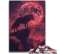 Puzzles for Adults 1000 Pieces Wolf Under The Blood Moon Adult Jigsaw,Educational Games Wall Decoration Unique Birthday And Xmas Gifts (75x50cm)