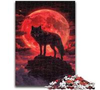 Puzzles for Adults 1000 Pieces Wolf Under The Blood Moon Adult Jigsaw,Educational Games Wall Decoration Unique Birthday And Xmas Gifts (75x50cm)