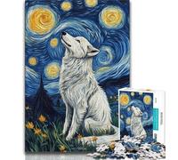 Puzzles for Adults 1000 Pieces Wolf Under The Night Sky,Help The Brain Exercise Addictive Toys to Cultivate Patience Perfect Decoration (38x26cm)