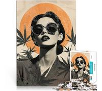 puzzles for adults 1000 pieces Woman in Sunglasses with Marijuana Leaves Hands-on-Spiel tolles Geschenk38x26cm