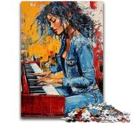 Puzzles for Adults 1000 Pieces Woman Playing The Piano, Decompressing Intellectual Educational Toy Birthday Present, Gifts 26X38CM