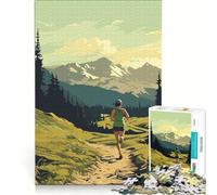 Puzzles for Adults 1000 Pieces Woman Running in Mountain Landscape Brain Teaser Game Difficult Hard Deal As Gifts for The Whole Family 50x75cm