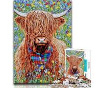Puzzles for Adults 1000 Pieces Yak Oil Painting 1000 Piece Jigsaw,Staycation Kill Time with Matching Poster And Trivia Sheet 26x38cm