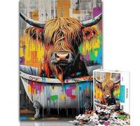 Puzzles for Adults 1000 Pieces Yak Oil Painting Puzzles for Teenagers,Stress Reliever Staycation Kill Time Enhance Love between Couples 26x38cm