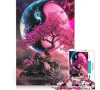 Puzzles for Adults 1000 Pieces Yin Yang Cherry Blossom Tree Hands-on Game Parent-child Interaction Unique Gifts for Birthday And Christmas 38x52cm