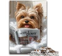 Puzzles for Adults 1000 Pieces Yorkshire Terrier Taking A Bath for Educational Game Challenge Toy for Is Ideal As A Gift for The Whole Family 38x26cm