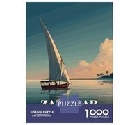 Puzzles for Adults 1000 Pieces Zanzibar Dhow Sailboat at Sunset Jigsaws for Adults Brain Teaser Game Pattern Assembly Challenging Game Gifts 70x50cm/1000pcs