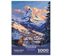 Puzzles for Adults 1000 Pieces Zermatt Switzerland Mountain View Jigsaw for Adults Brain Teaser Game Wall Decoration Christmas Birthday Gifts 38x26cm/1000pcs