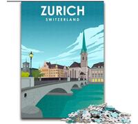 Puzzles for Adults 1000 Pieces Zurich Switzerland Art, for Age 14 Years And over Home Decor As A Gift for The Whole Family And Friends 26x38cm