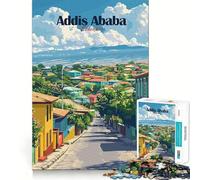 Puzzles for Adults 1000 Puzzles Addis Ababa Cityscape Exact Cut Art Focus Fun Game Relax Time Game Christmas Wall Decor (50x75cm)