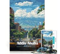 Puzzles for Adults 1000 Puzzles Addis Ababa Ethiopia Cityscape Clean Edge Game Logic Puzzle Play Slow Play Fun Xmas Scene Art (50x75cm)