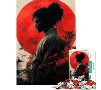 Puzzles for Adults 1000 Puzzles African American Japanese Samurai Silhouette Puzzles for Adults Relax Games Staycation Kill Time for Birthday, Chrismas (38x52cm)