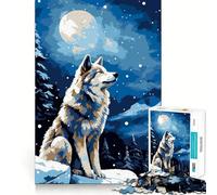 Puzzles for Adults 1000 Puzzles Alaska Wolf Snow Pixel Art Exact Cut Art Focus Fun Game Relax Time Game Christmas Wall Decor (38x52cm)