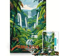Puzzles for Adults 1000 Puzzles Amazon Rainforest Waterfall Exact Cut Art Focus Fun Game Relax Time Game Christmas Wall Decor (38x52cm)