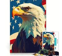 Puzzles for Adults 1000 Puzzles American Flag Bald Eagle Patriotic Art Illustration Exact Cut Art Focus Fun Game Relax Time Game Christmas Wall Decor (38x26cm)