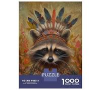 Puzzles for Adults 1000 Puzzles American Indian Raccoon Puzzles for Adults Family Game Pattern Assembly Unique Birthday And Gifts 38x26cm/1000pcs