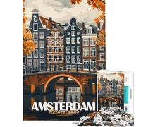 Puzzles for Adults 1000 Puzzles Amsterdam Canal Bridge Educational Challenge Wall Art Practical Game for 14+ Puzzle Game Offered (50x75cm)