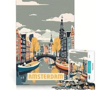 Puzzles for Adults 1000 Puzzles Amsterdam Exact Cut Art Focus Fun Game Relax Time Game Christmas Wall Decor (50x75cm)