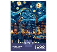 Puzzles for Adults 1000 Puzzles Amsterdam Netherlands Starry Night Art Puzzle for Adults Relax Games Analysis And Logic Deal As Gifts for The Whole Family 52x38cm/1000pcs