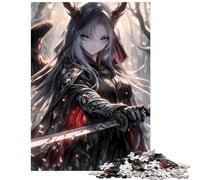 Puzzles for Adults 1000 Puzzles Anime Demon Girl with Sword Help The Brain Exercise Family Activities Brain Teaser Game for Age 14+ Game (50x75cm)